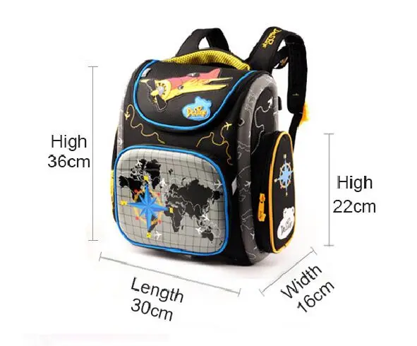 

Boys School Bags Nylon Waterproof Orthopedic Backpacks Aircraft Car Reflection Grade 1-5 Large Capacity Children School Backpack