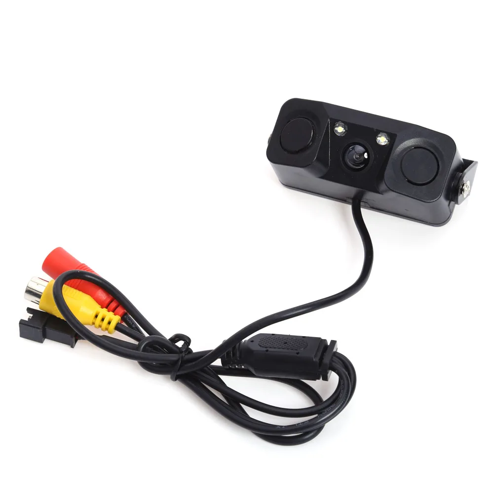 

VODOOL 3 in 1 Video Parking Sensor Car Reverse Backup Rear View Camera with 2 Radar for Universal Cars High Quality