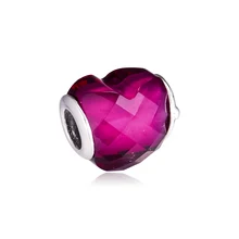 Подходит для Pandora шармы браслеты фуксия форма Любовь бисер стерлингового серебра 925-ювелирные изделия