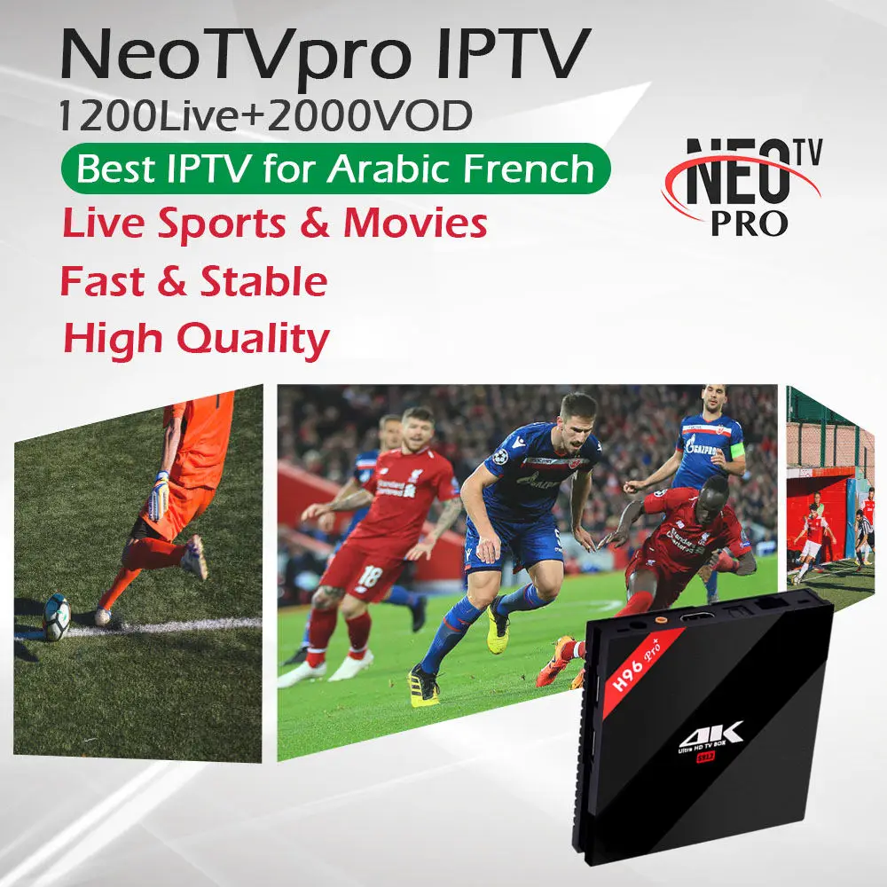 

NeoTV Subscription France IPTV+H96 Pro+ Android TV Box 3G/32G Amlogic S912 Octa core Dual Wifi BT4.1 Set Top Box Arabic IPTV