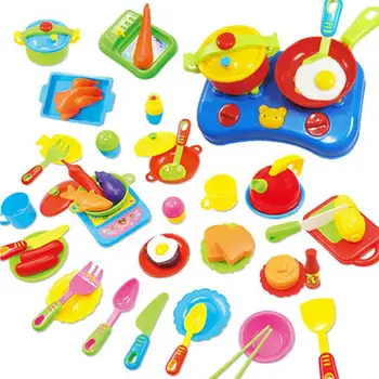 

60Pcs Educational Pretend Play Kitchen Ware Set Plastic Cooking Dishes Food Toy