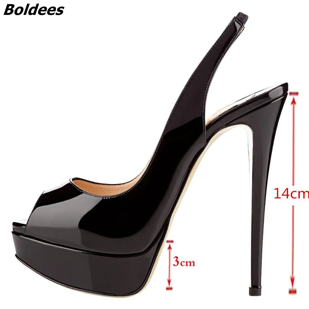 Boldees 2018 Women's Fashion Slingback Thin High Heels Platform Pumps For Women Patent Leather Super High Heel Shoes Big Size Boldees 2018 Women's Fashion Slingback Thin High Heels Platform Pumps For Women Patent Leather Super High Heel Shoes Big Size
