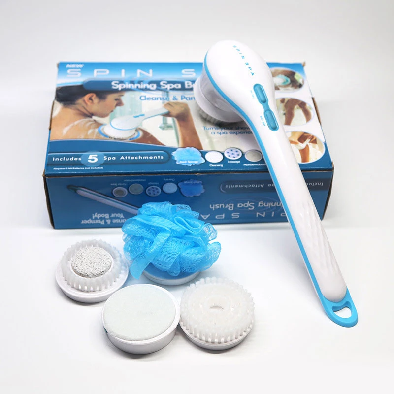 Billig KONGDY Elektrische Dusche Pinsel 5 in 1 Handheld Spin SPA Massage Reinigung Bad Pinsel Wasserdicht Lange Griff Peeling Spin system