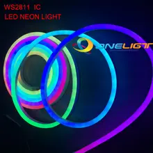 Водонепроницаемый WS2811 RGB светодиодный неоновый светильник MX512 с IC светодиодный гибкий веревочный светильник SMD 5050 RGB мягкая трубчатая лампа 12 В 24 В