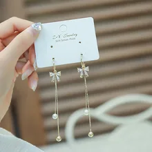Alla moda di Cristallo di Goccia Dell'acqua Donne Ciondola Gli Orecchini New Arco di Cristallo Frange Orecchini di Perle Della Boemia Orecchini a pendaglio Orecchini Dei Monili