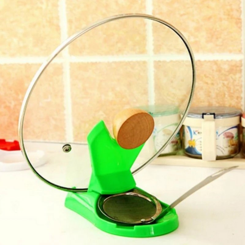 Folding Based Ladle Pot Rack Plastic Lid Pan Holder Spoon Rest Creative