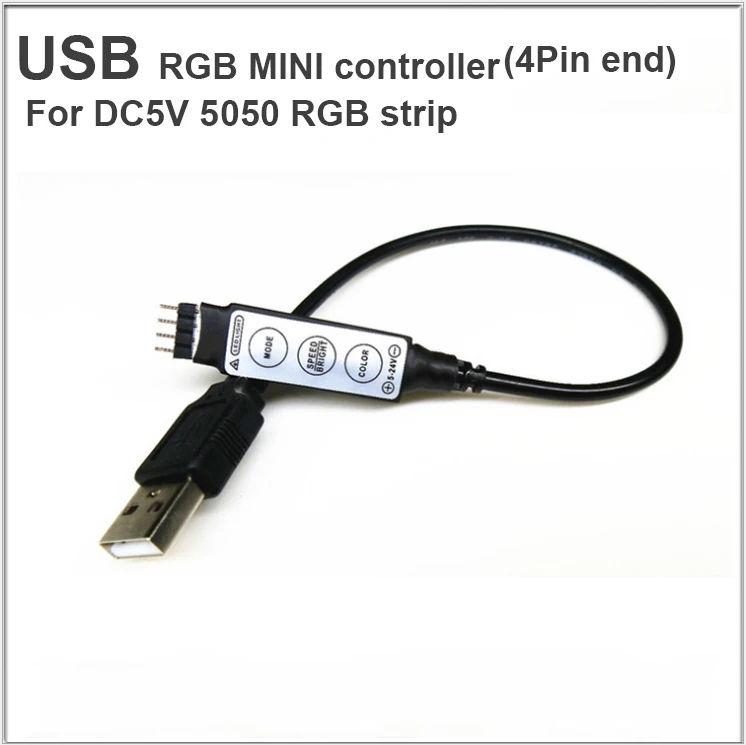 Мини контроллер USB RGB 19 динамических режимов 20 цветов с гнездовым разъемом