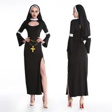 Черный костюм монашки религиозные курицы вечерние фантазия косплей маскарадный костюм