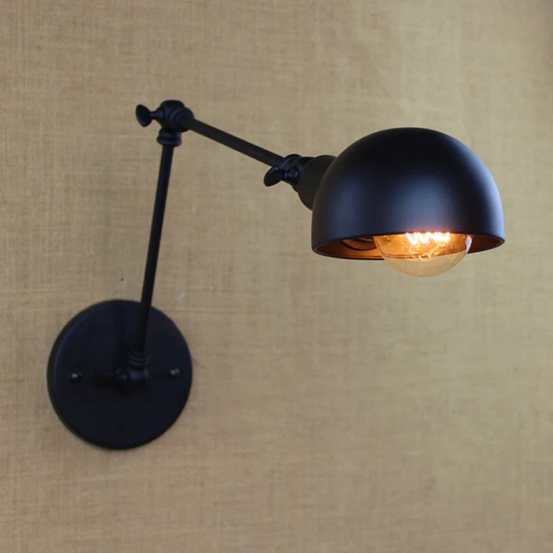 vintage wall light Black E27 26 Long Arm Wall Sconce bedroom bar coffee light adjustable swing ...