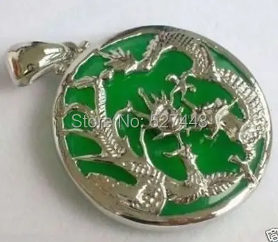 

Wholesale free shipping >>Green stone Silvered Dragon Phoenix Pendant and Necklace e