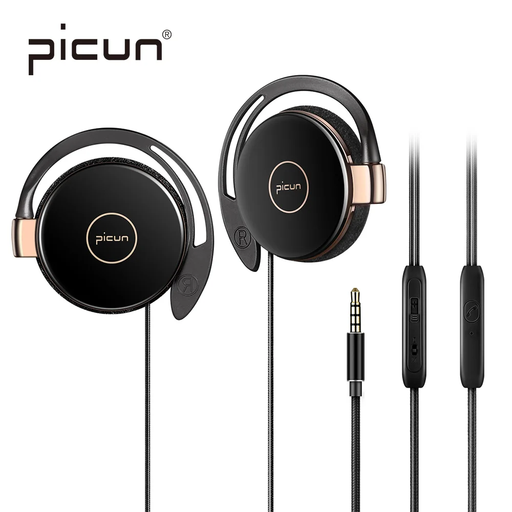

Original Picun L1 Wired Headphones Anti-drop Off Sports Bass Headphone with Mic Ear Hook Earphone Portable Headset for Music Mp3