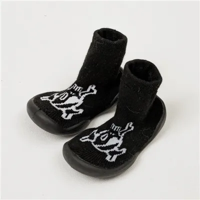Зимние теплые носки для маленьких мальчиков и девочек с резиновой подошвой, тапочки для малышей домашние носки, обувь детские носки для новорожденных Нескользящие - Цвет: Demon