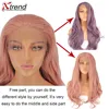 Xtrend sintético peluca con malla frontal Rosa largo rojo cobrizo naranja púrpura Ombre gris blanco Rubio pelucas para mujeres del pelo de la onda de la mujer ► Foto 2/6