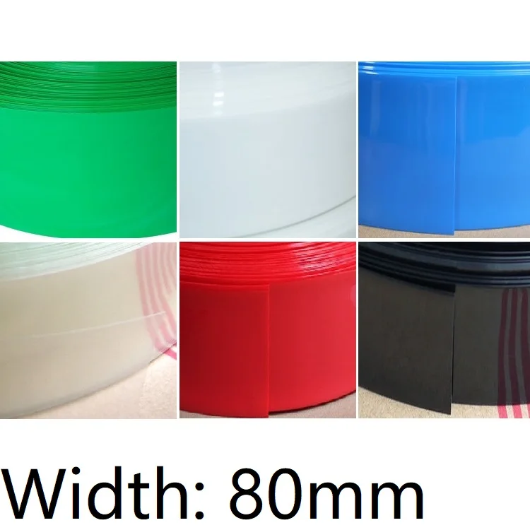 

Width 80mm (Diameter 50mm) Lipo Battery Wrap PVC Heat Shrink Tubing Insulated Case Sleeve Protection Cover Flat Pack Colorful