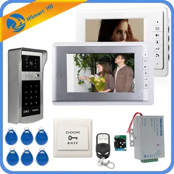 

Wired 7inch Monitor Video Door Phone Doorbell Video Intercom Entry System + IR RFID Code Keypad Camera + Remote FREE SHIPPING