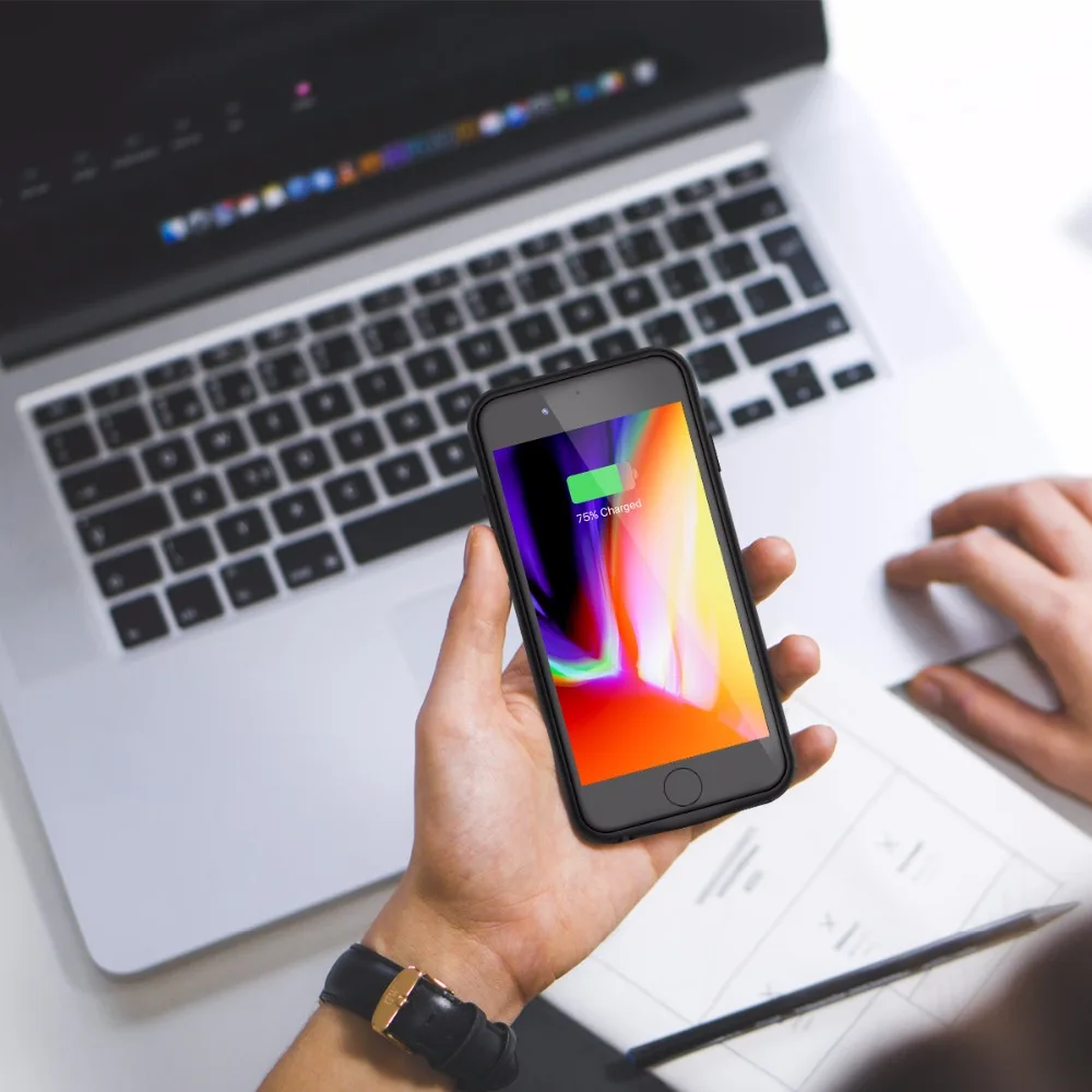 Умный чехол для зарядного устройства для iPhone 7 8, Внешний чехол, внешний аккумулятор, чехол для зарядки для iPhone 6, 7, 8 plus