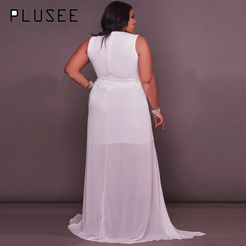 PLUSEE المرأة مثير V الرقبة غير النظامية Bodycon اللباس خليط ضئيلة أزياء ميدي اللباس زائد حجم الأزرق Vestido دي فيستا XL-5XL