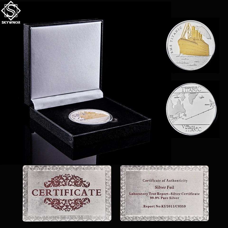 

RMS Titanic 1912 Anniversary Voyage Ship of Titanic Gold/Silver Commemorative Coin Value W/ Luxury Coin Box