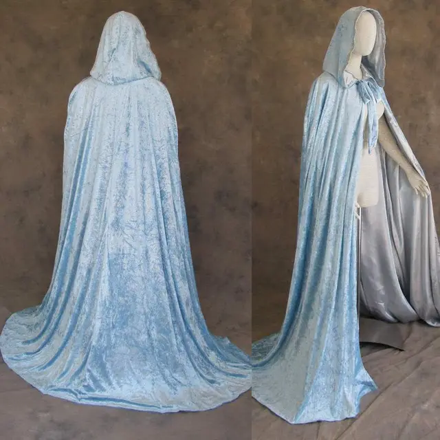 Game of Thrones Cape Custom Made Light Blue Lined Silver Velvet Cloak