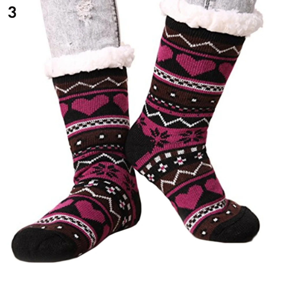 Женские зимние носки, мягкие, теплые, уютные, пушистые, с флисовой подкладкой, рождественские толстые носки, подарок с захватом, тапочки, женские модные носки - Цвет: 3