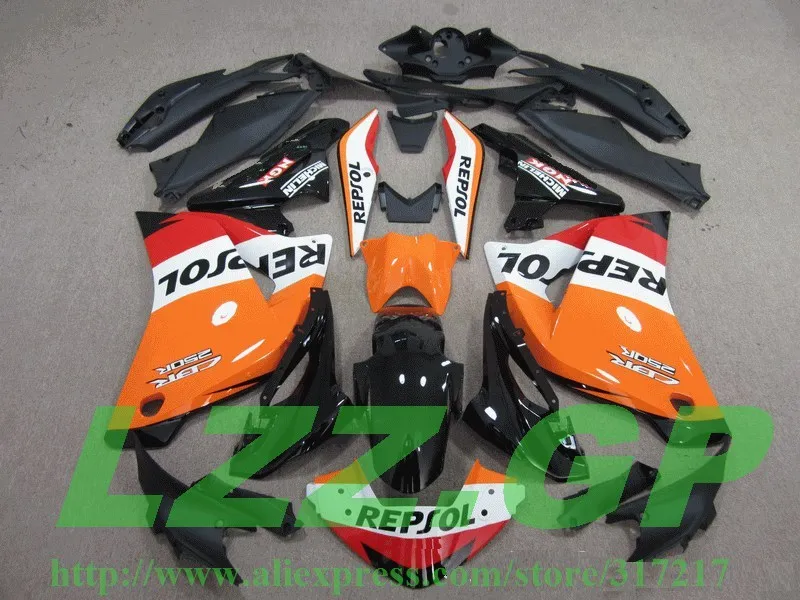 

Injection Mold Fairings For 11-12 CBR 250 2011 2012 CBR250R CBR250RR 2011-2012 CBR 250R CBR 250RR Fairing Orange LZZ.GP