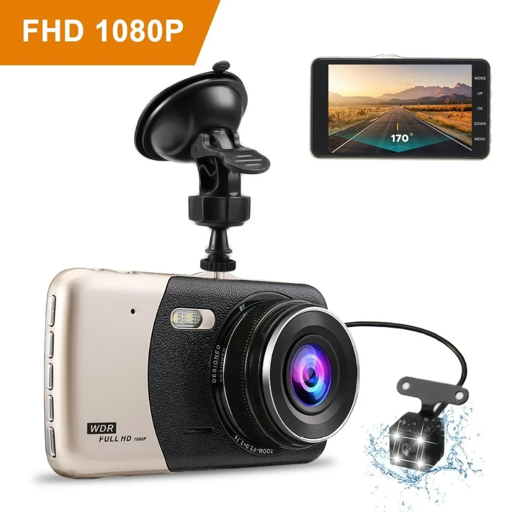 4.0'' Full HD 1080P Dual Lens Car Dash Cam Recorder Rearview Camera Night Vision 