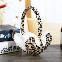 Мультяшные леопардовые наушники с имитацией зимнего теплого смайлика из кроличьего меха, детские теплые повязки на голову, наушники с леопардовым принтом, защита ушей