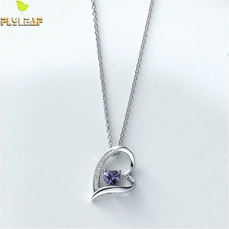 

Flyleaf 100% 925 Sterling Silver Cubic Zirconia Double Heart Pendant Necklaces For Women Fashion Party Jewelry