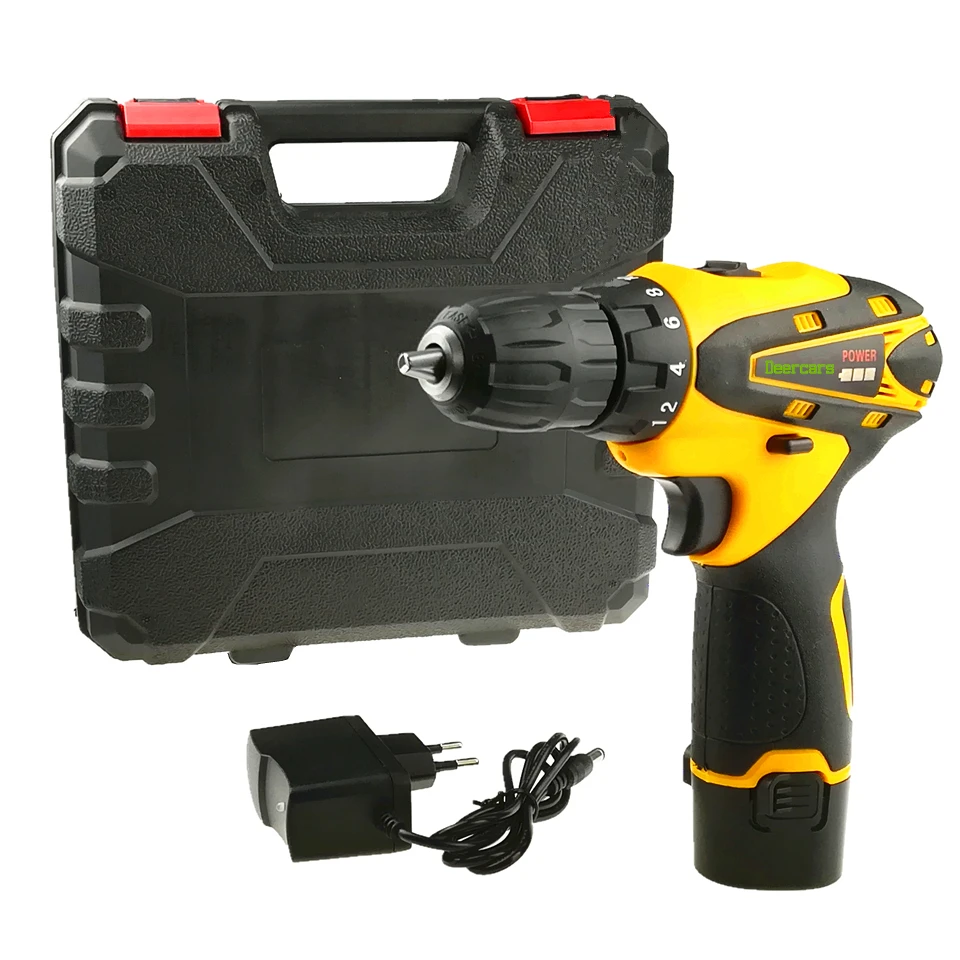 

12 Volts Cordless Screwdriver Drill Rechargeable Mini Electric Drill One Lithium Battery Household Power Tools Plastic Case