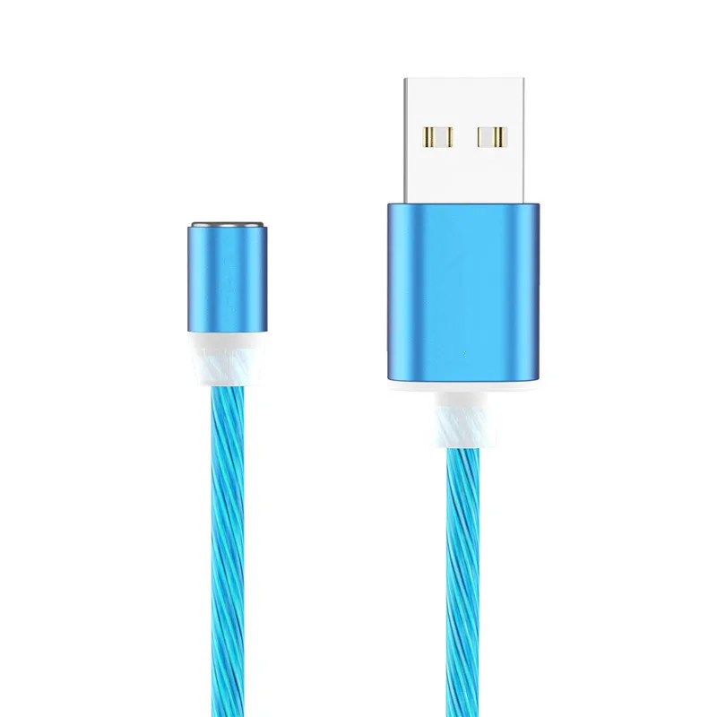 Светодиодный светящийся Магнитный usb-кабель для зарядки iPhone, huawei, samsung, кабель типа C и зарядное устройство Micro usb для телефона, светильник - Цвет: Blue