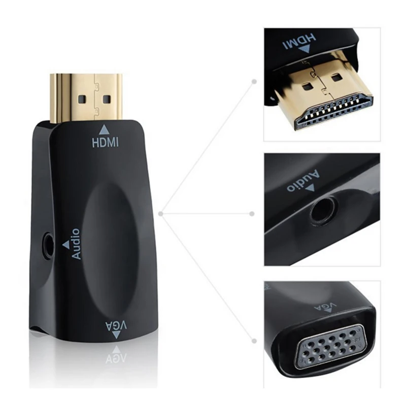 DZLST HDMI к VGA адаптер аудио кабель конвертер мужчин и женщин поддержка HD 1080P для Xbox360 PS3 PS4 ПК ноутбук ТВ коробка проектор