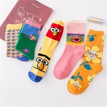 Носки для косплея с героями мультфильма «Улица Сезам» в Корейском стиле; носки для косплея Элмо, печенья, монстра; модная новинка; Забавные милые женские носки; удобные хлопковые носки