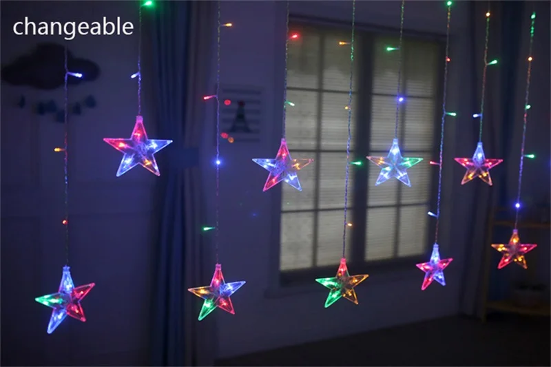 Новогодние светодиодные Волшебные гирлянды со звездами, Рождественские огни 2 м, внешний светодиодный экран, гирлянды для дома, украшение для вечеринки