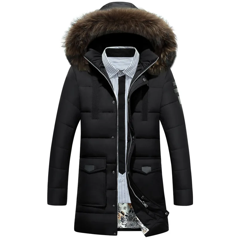 

2018 New Down Parka Men Winter Jacket Men's High Quality Hooded Down Coat Thick Long Coat for Male Fur Collar Plus Size 3XL