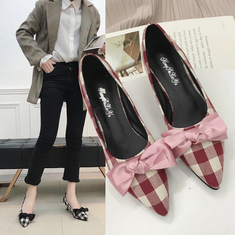 plaid womens heels