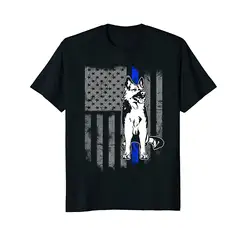 2018 Новый 100% хлопок Одежда высшего качества забавная футболка с круглым вырезом Пособия по немецкому языку Shepherd полиции K9 собака на флаг