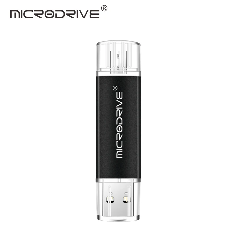 Флеш-накопитель MicroDrive OTG, 4 ГБ, 8 ГБ, 16 ГБ, usb карта памяти, флеш-накопитель, металлическая флешка, 32 ГБ, 64 ГБ, usb флеш-накопитель для телефона, логотип на заказ - Цвет: Черный