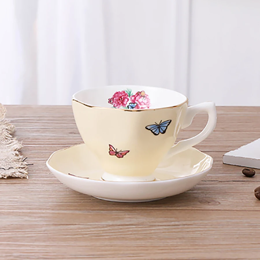 

European Espresso Cups Bone China Coffee Cup Set Home English Afternoon Tea Cup Set Saucer Porcelain Ceramic Cup WZD013