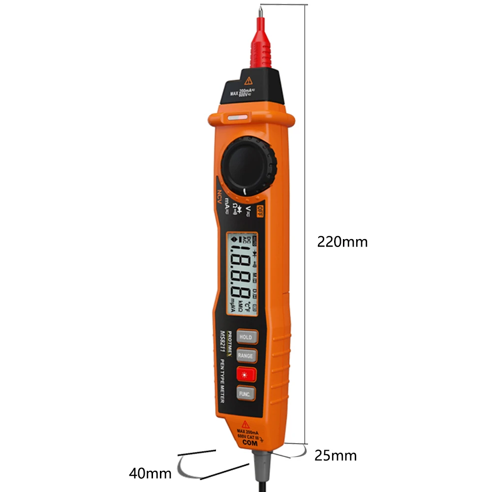 Peakmeter PM8211 NCV Цифровой мультиметр 2000 отсчетов Ручка Тип ЖК-дисплей DC/AC Напряжение Ток Сопротивление тестер амперметр мультитестер