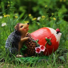 Моделирование животных скульптура Ежик личность садовое украшение открытый парк пейзаж смолы ремесла Настольный орнамент подарок