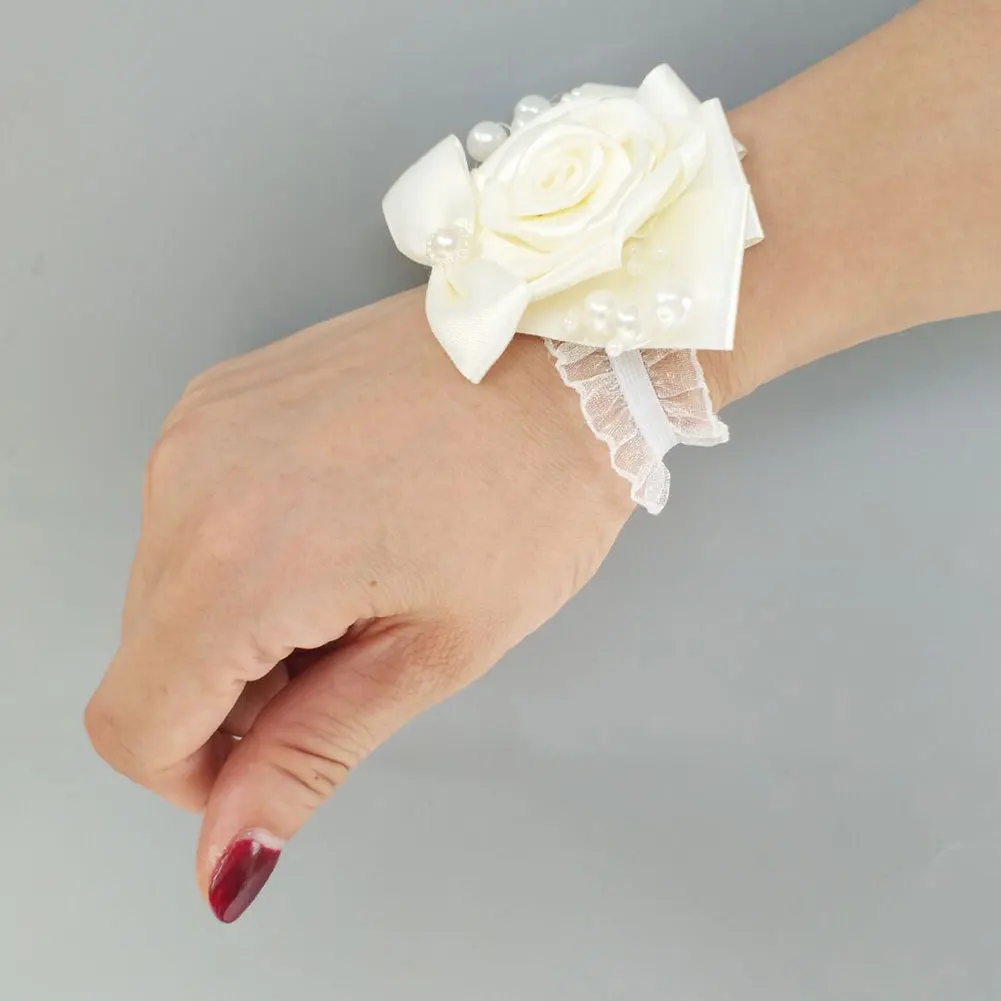 Bracelet Fleur Demoiselle D'honneur Corsage Wedding Wedding Flowers Bracellete Bridesmaid Bracelet Girls Pearls Corsages Prom