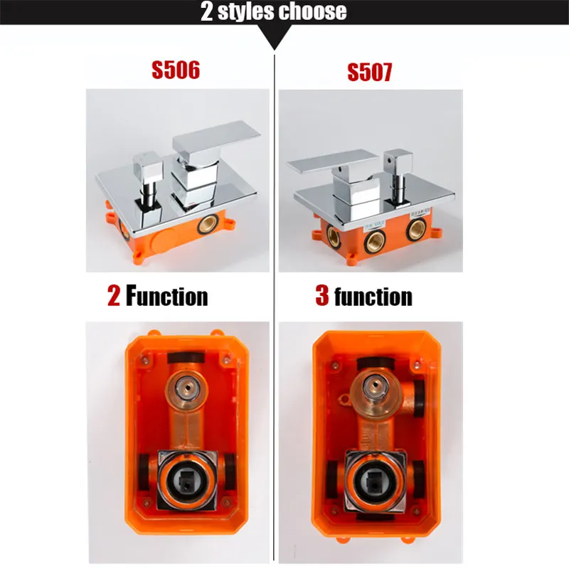2& 3 способа настенный смеситель для душа в ванной комнате водоотделитель клапан латунный Смеситель для ванной комнаты хромированный встроенный ящик