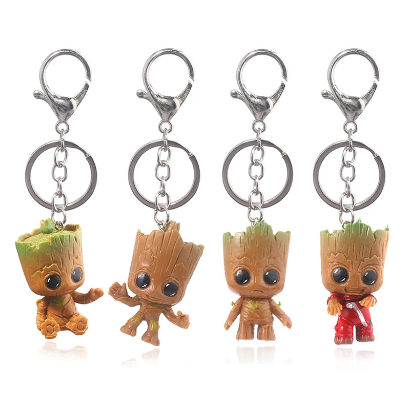 

Guardians Galaxy Groot PVC Keychains High Quality Avengers Tree Man Keyring For Keys Men Car Women Bag Accessories