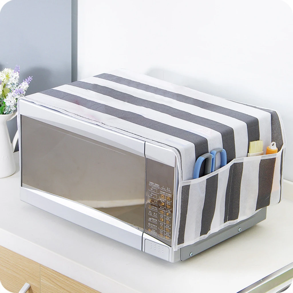 

85*34cm Microwave Dust Cover Round Dot Star Waterproof Oven Cloth With Pocket For Kitchen Accessories