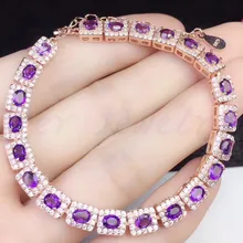 Браслет-цепочка с аметистом 925 Серебро 0.25ct* 22 шт. драгоценный камень природный натуральный аметист для мужчин и женщин# SB18101615