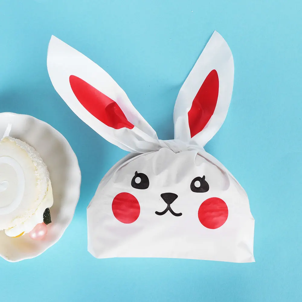 

10pcs Lovely Easter Bunny Rabbit Ear Cookie Bags Candy Biscuit Gift Package Event Party Supplies Cute Snack Storage Decoration
