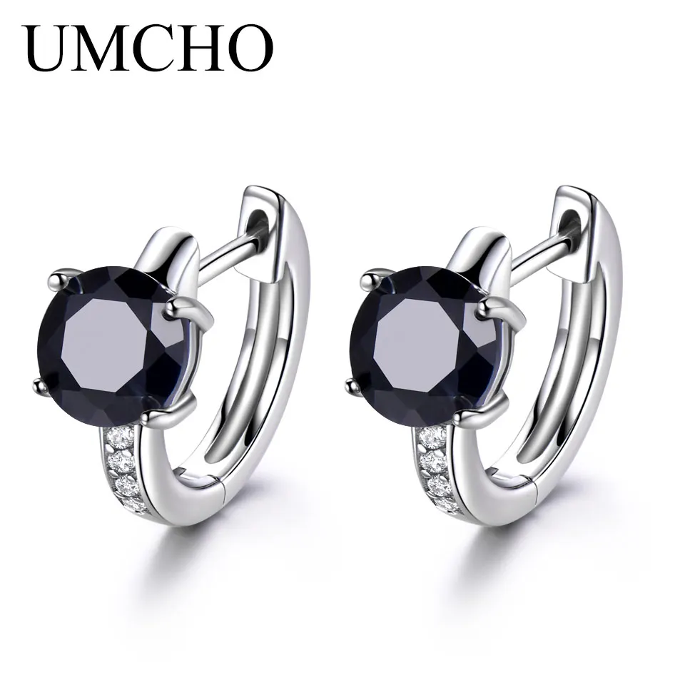 UMCHO 2.0ct натуральный цитрин клип серьги для женщин Настоящее 925 пробы женские серебряные серьги хорошее ювелирное изделие Мода Новинка - Цвет камня: sapphire