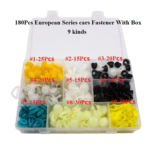 160PCS Mixed Universal Plastic Door Lock Rod Clip Side Fasteners Retainers Car Wire Clips with Box,K5-160Pcs