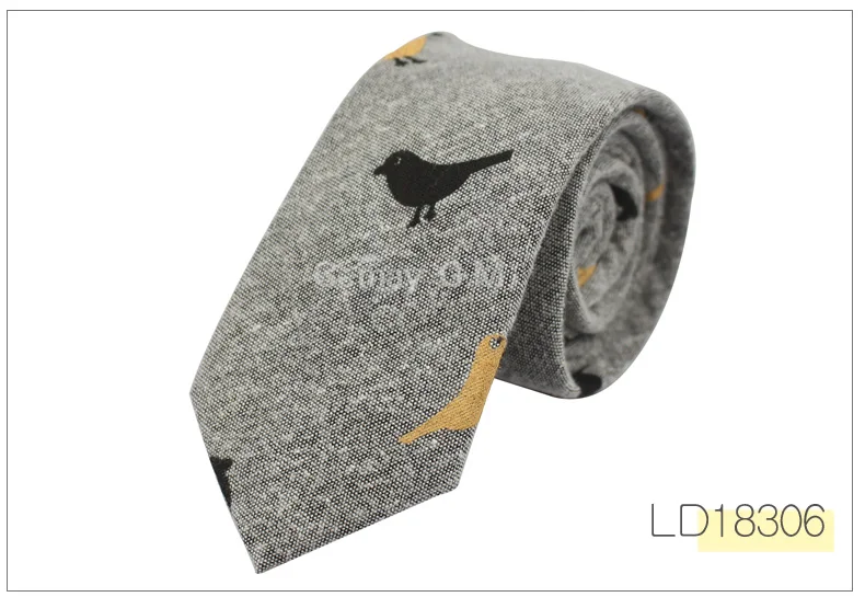 LD18306 Fashion Ties for Men Cotton Narrow Tie Skinny Cravat Neckties for Winter Men Party Skinny Tie Casual Printed Neck Ties Neckwear - Цвет: LD18306
