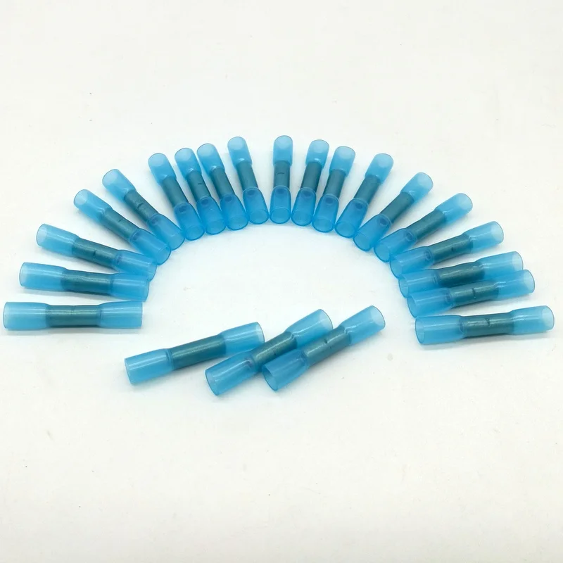

50pcs BHT2 Insulated Heat Shrink Butt Wire Electrical Crimp Terminal Connector 14-16AWG